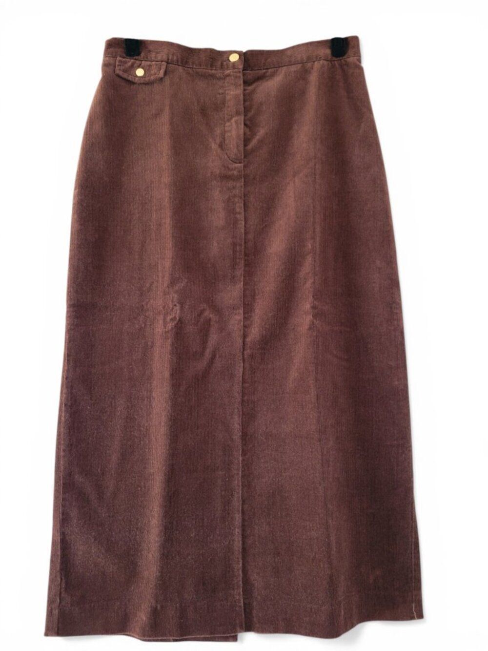 Lauren Ralph Lauren Corduroy Midi Skirt Brown Cottagecore Old Money Academia NWT